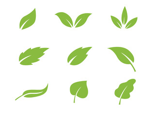 Leaf vector icon logo. Vegan leaves green flat herbal icon - obrazy, fototapety, plakaty