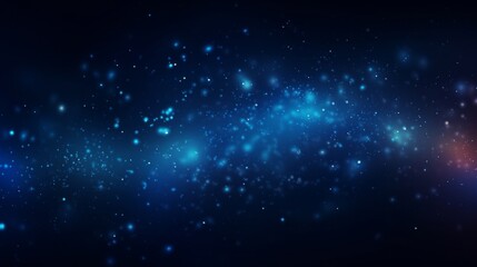 Digital illustration of blue sparkling particles scattered across a dark, space-like background.