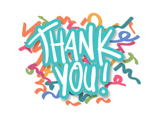 Thank you card. Hand drawn lettering. Ink illustration. Ink hand lettering