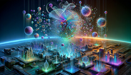 Vibrant Proteomic Landscape with Futuristic Technology