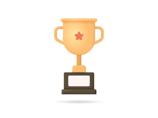 3D vector gold achievement trophy with star
