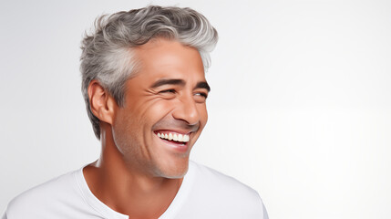 Obraz premium Handsome guy, very attractive mature Caucasian male model with gray hair