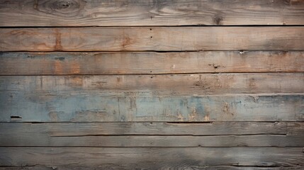 Aged wooden background showing textures of weathered planks with remnants of blue and brown paint.