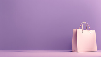 3D Luxury handbag isolated purple pastel background with space text for women's day and mother's day poster illustration