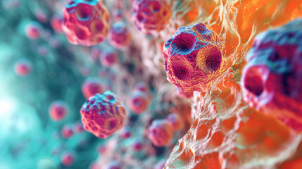 Infinite Complexity Immersive Background Featuring a Microscopic View of Intricate Body Cells.