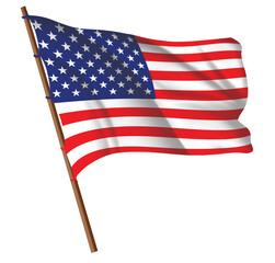 Fototapeta premium 3D flag of united states of america with pole