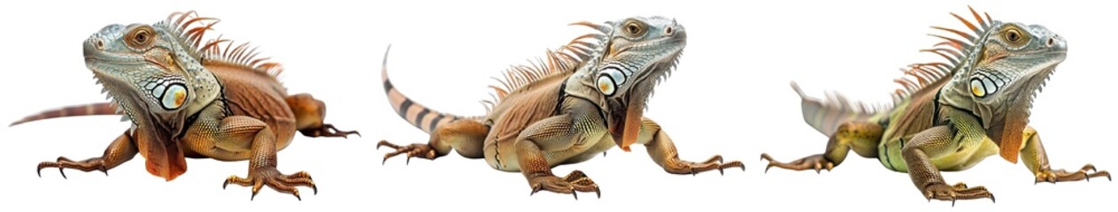Fototapeta premium Collection of PNG. Iguana isolated on a transparent background.