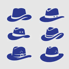set of black hat logo icon design vector illustration. Hats logo icons set design template