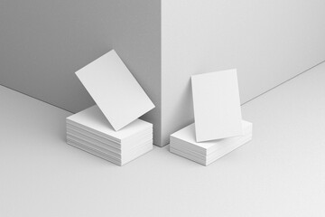 3D illustration card mockup with wall background