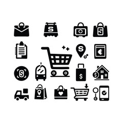 simple shoping icon vector art black and white