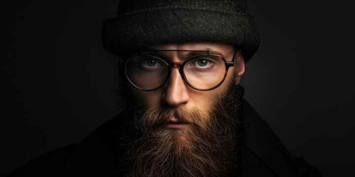 a bearded man wearing glasses, generarive AI