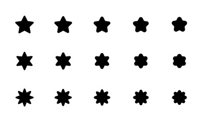 黒い星のアイコンセット/星マーク/星形/星評価/スター/輝/光/イラスト/ベクター