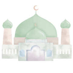 Watercolor islamic mosque