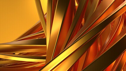 Gold Wavy Metal Gentle Curve Luxury Bezier Curve Art Elegant Modern 3D Rendering Abstract Background