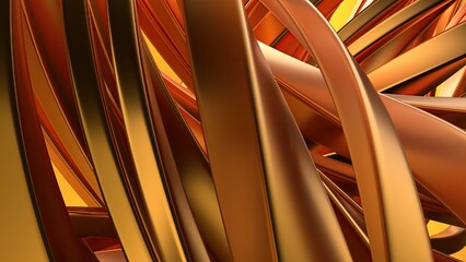 Gold Wavy Metal Gentle Curve Bezier Curve Contemporary Elegant Modern 3D Rendering Abstract Background