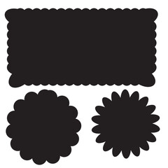 Scallop Circle Silhouette Shapes Icon Set