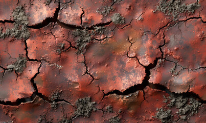 cracked red ground, Generative AI