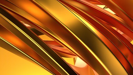 Gold Wavy Metal Gentle Curve Bezier Curve Contemporary Beauty Elegant Modern 3D Rendering Abstract Background