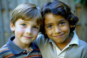 portrait of two friends: two joyful friends. two boys
