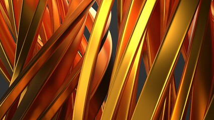 Gold Wavy Metal Gentle Curve Modern Artistic Luxury Shape Elegant Modern 3D Rendering Abstract Background