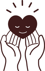 両手を広げハートを持っている手2-1　シンプル