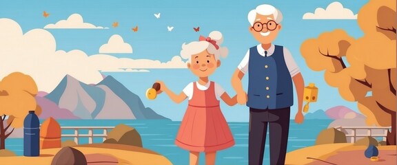 Digitally generated image of old character. Golden Wisdom, Celebrating World Older Person Day Concepts. with Respect, Reflection, and Resilience