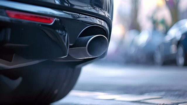 A closeup of the cars exhaust pipe illustrating its low emissions and contribution to a cleaner urban environment.