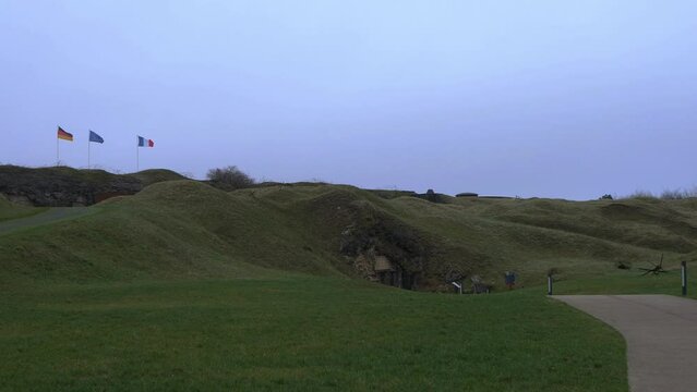 French, german and european flags Douaumont  ww1 Verdun 1916
