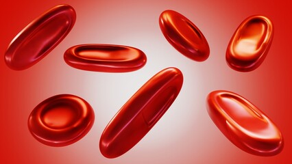 3d rendering of Elliptocytes, also known as ovalocytes or cigar cells, are abnormally shaped red blood cells that appear oval or elongated.