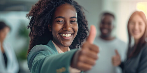 happy business woman giving a thumbs up, generative AI