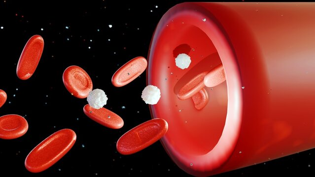 3d rendering of Elliptocytes, also known as ovalocytes or cigar cells, are abnormally shaped red blood cells that appear oval or elongated.