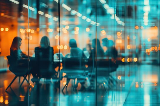 Office Harmony: Bright, Spacious Workspace with Professionals in Casual Attire. Balanced Depth of Field and Blurred Bokeh Background Evoke a Dynamic and Inviting Work Environment. Generative AI
