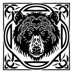 Bear face in celtic knot style
