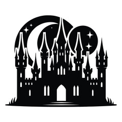 Silhouette of Castle in Moonlight