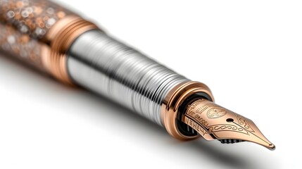 Exquisite Elegance: Close-Up of Luxury Fountain Pen with Gold Detailing