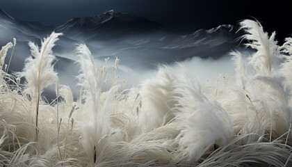 Fluffy feather flying in blue sky, nature tranquil beauty generated by AI