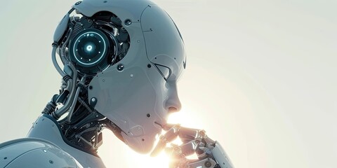 AI Robot Gazing Into the Distance Generative AI