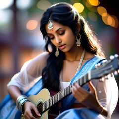 Indian girl with guitar