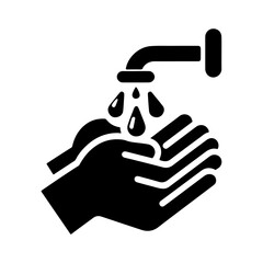 Hand washing vector icon, clipart, symbol, flat illustration, black color silhouette