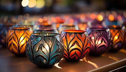 Illuminated candle decorations symbolize spirituality and celebration generated by AI