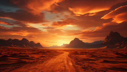 Naklejka premium Majestic mountain peak reflects in tranquil blue water generated by AI