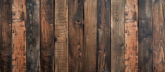 Grunge wood wall pattern with brown planks on wood texture background.