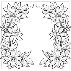 Floral coloring book pages for children and adults