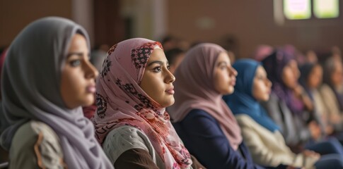 Group of Arabic University Students Listening to a Lecture Generative AI