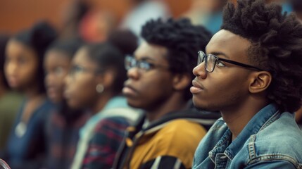 Group of Young Men Sitting Together at University Lecture Generative AI