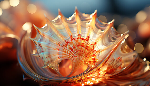 Vibrant underwater beauty nature ornamented shell in vibrant colors generated by AI