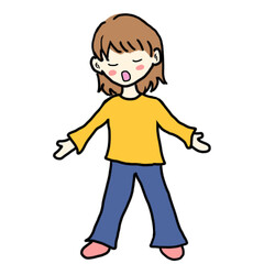 手を広げる茶色ショートヘアーの女の子