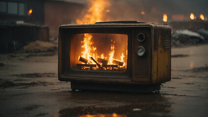 TV burning HD wallpaper