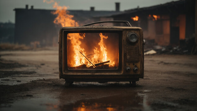 TV burning HD wallpaper