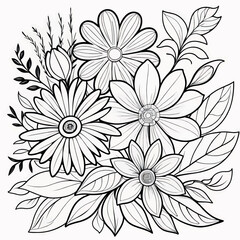 Floral coloring book pages for children and adults